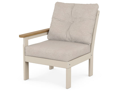 POLYWOOD® Vineyard Modular Left Arm Chair in Sand / Natural / Blend Linen