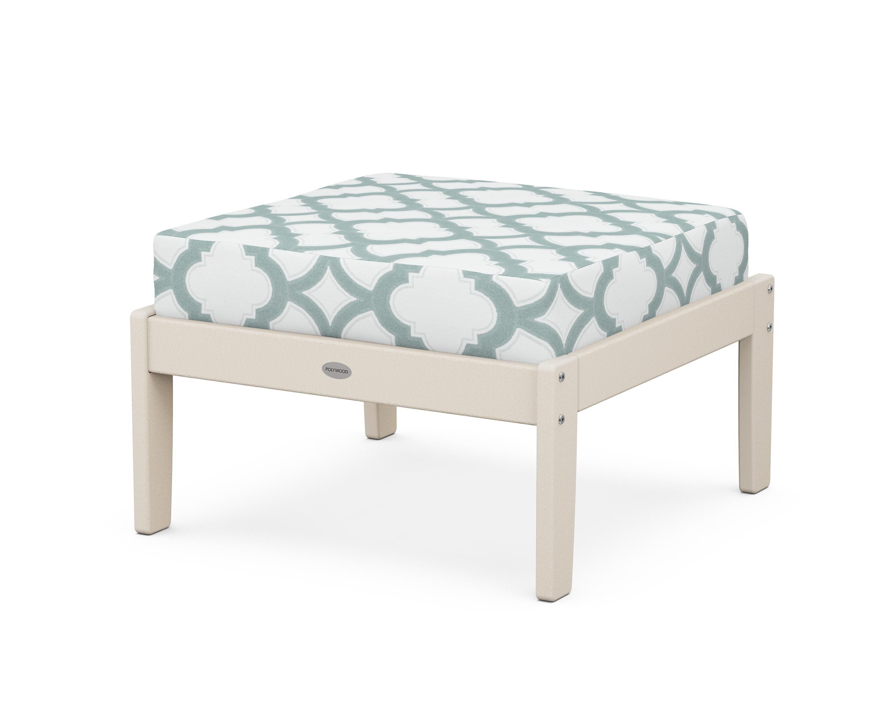 POLYWOOD® Braxton Deep Seating Ottoman in Sand / Trellis Glacier Spa