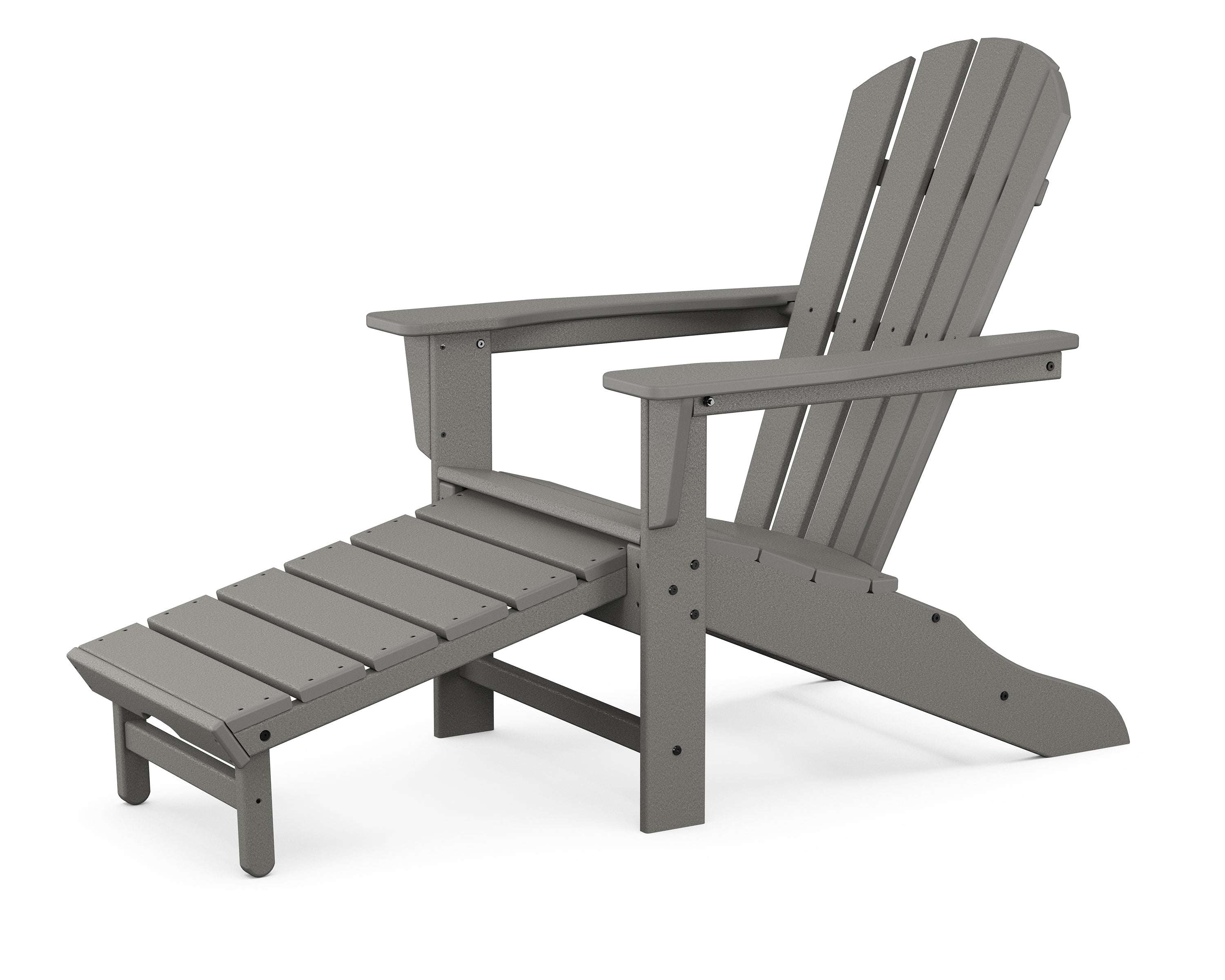 POLYWOOD® Palm Coast Ultimate Adirondack with Hideaway Ottoman in Slate Grey