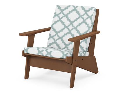 POLYWOOD® Riviera Modern Lounge Chair in Teak / Trellis Glacier Spa