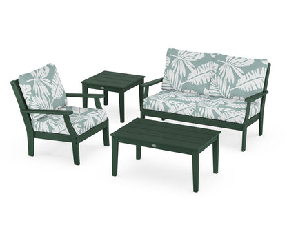 POLYWOOD® Braxton 4-Piece Deep Seating Set in Green / Leaf Glacier Spa
