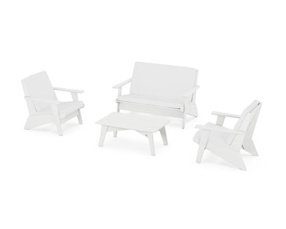 POLYWOOD® Riviera Modern Lounge 4-Piece Set in White / Natural