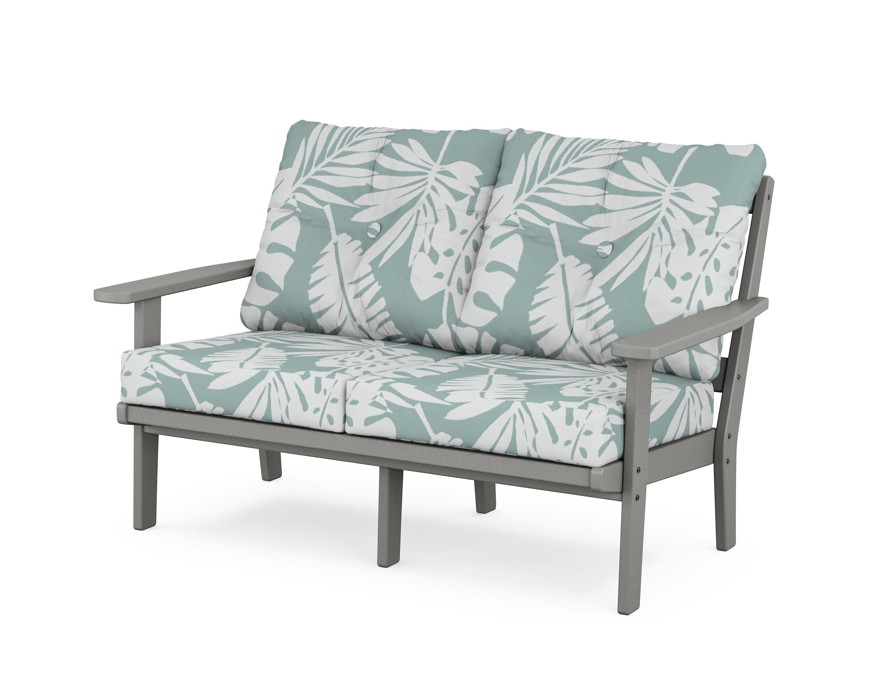POLYWOOD® Prairie Deep Seating Loveseat in Slate Grey / Leaf Glacier Spa