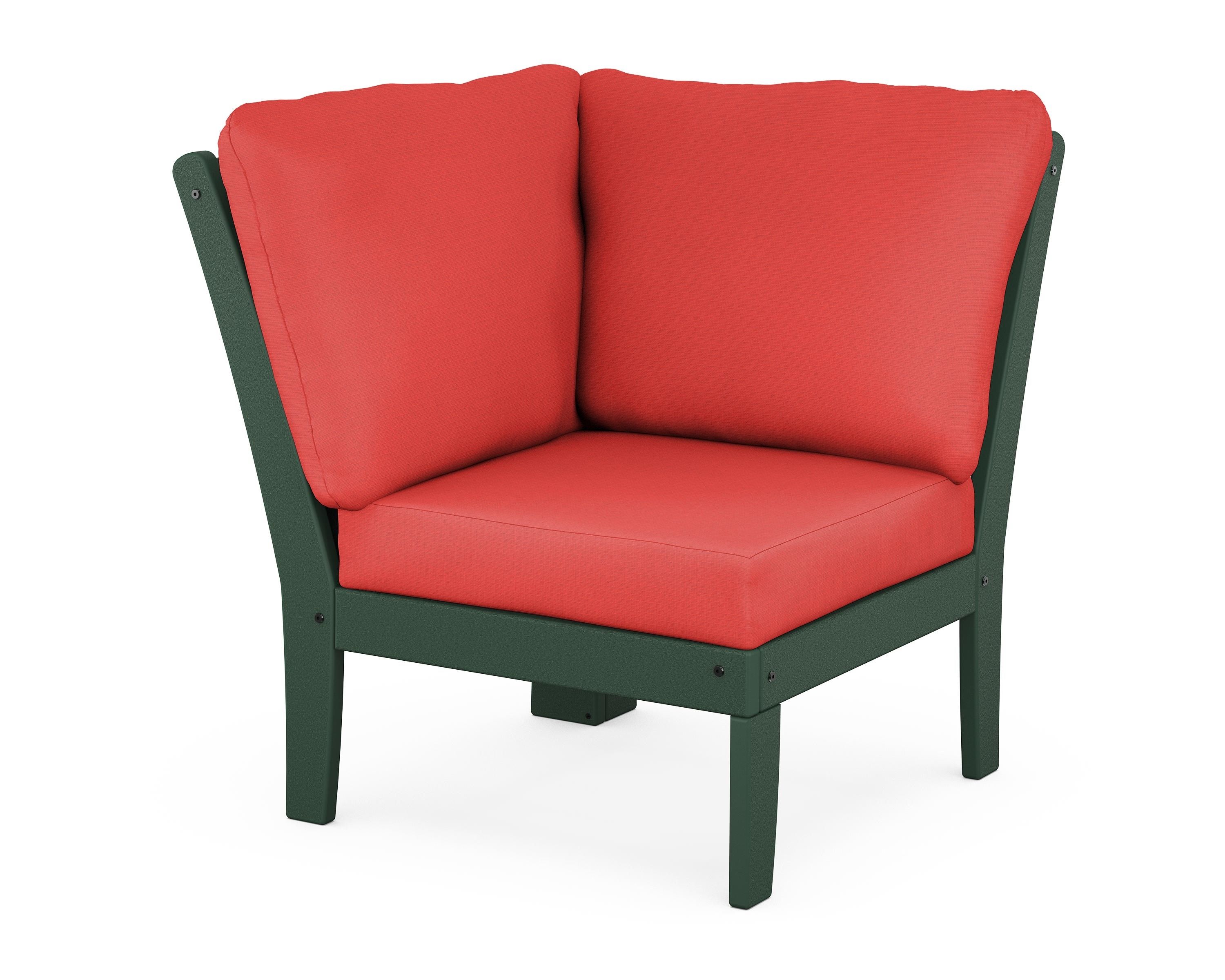 POLYWOOD® Braxton Modular Corner Chair in Green / Crimson Linen