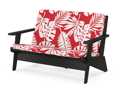 POLYWOOD® Riviera Modern Lounge Loveseat in Black / Leaf Crimson