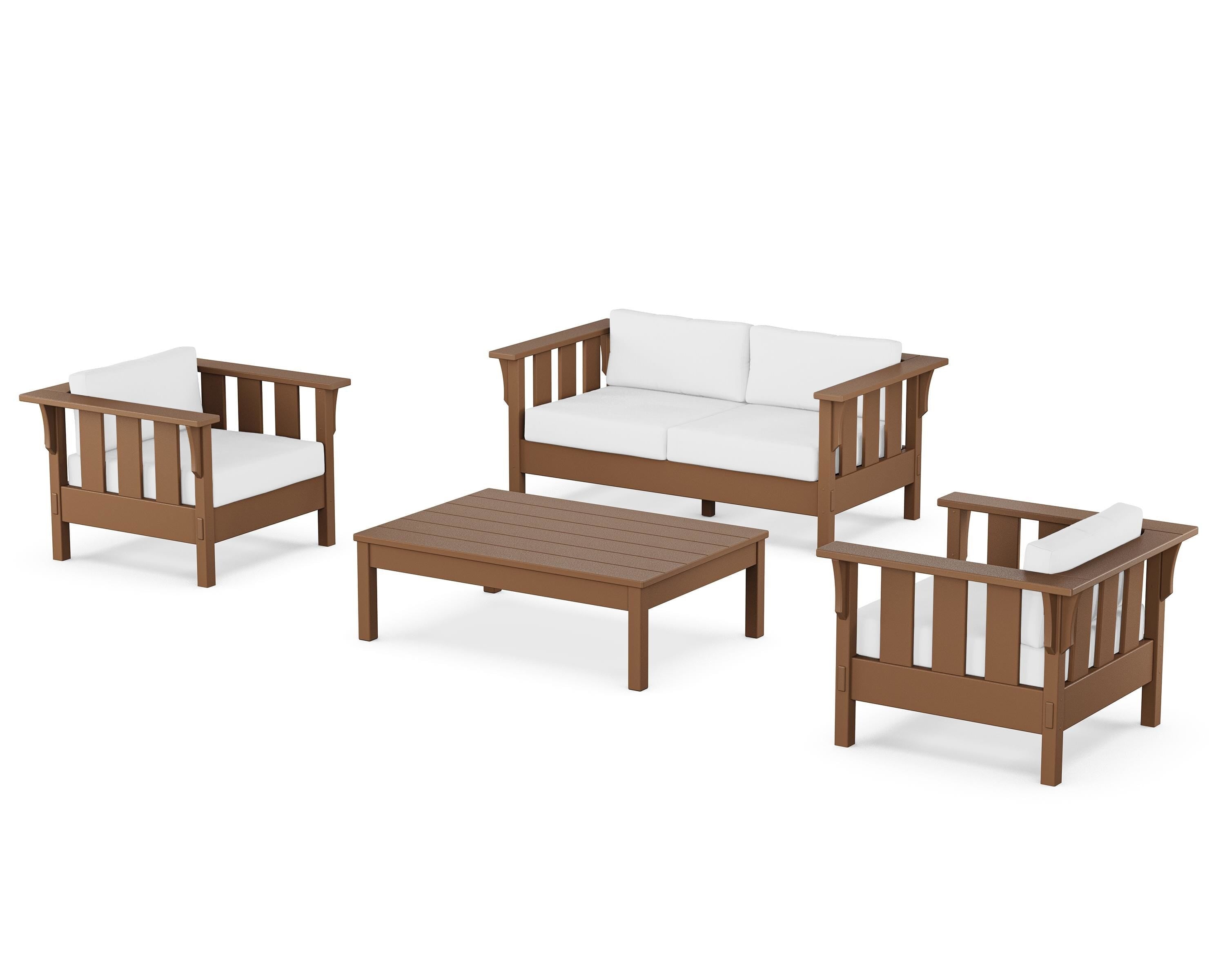 Martha Stewart by POLYWOOD® Acadia 4-Piece Deep Seating Set with Loveseat in Teak / Natural