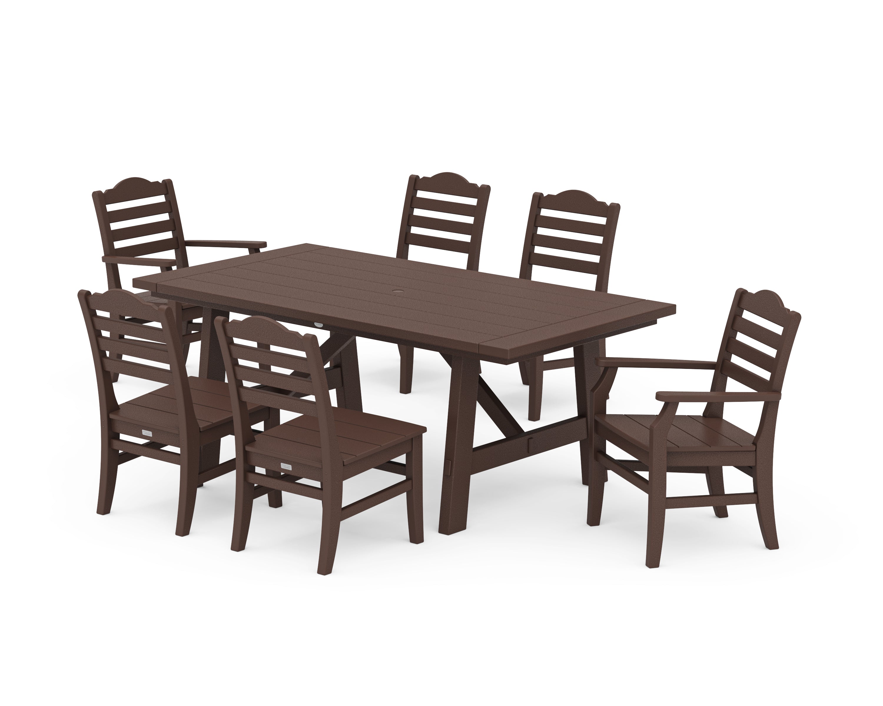POLYWOOD® Savannah 7-Piece Rustic Farmhouse Dining Set in Mahogany