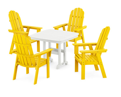 POLYWOOD® Vineyard Curveback Adirondack 5-Piece Dining Set in Lemon / White