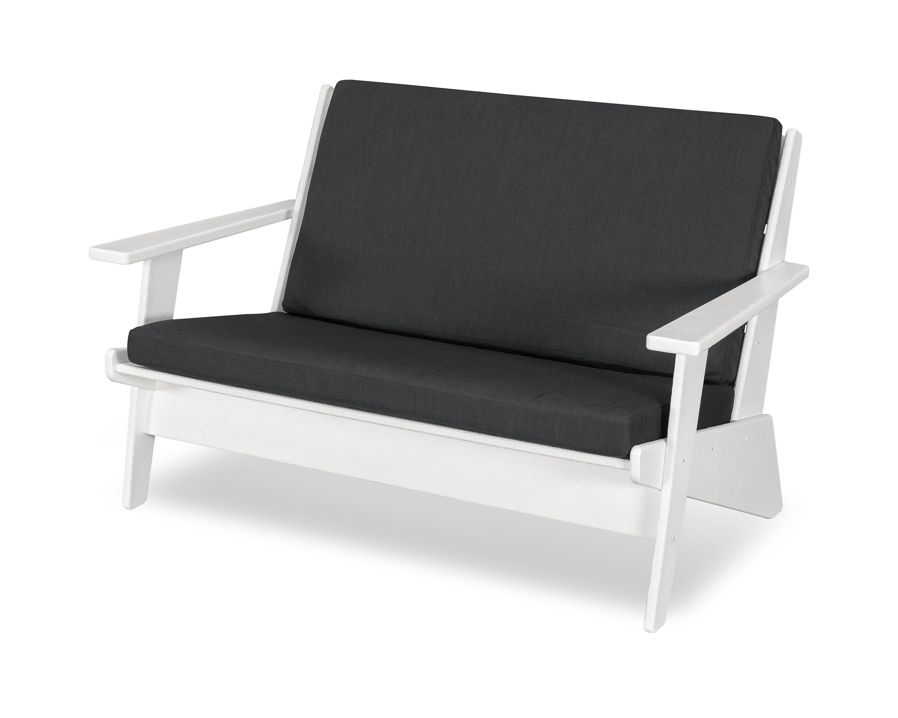 POLYWOOD® Riviera Modern Lounge Loveseat in White / Spectrum Carbon