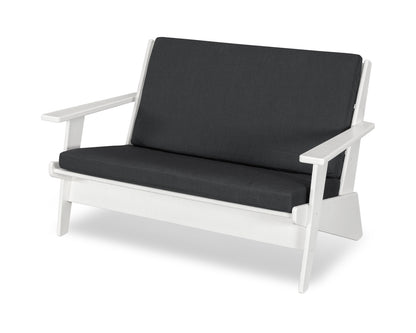 POLYWOOD® Riviera Modern Lounge Loveseat in White / Spectrum Carbon