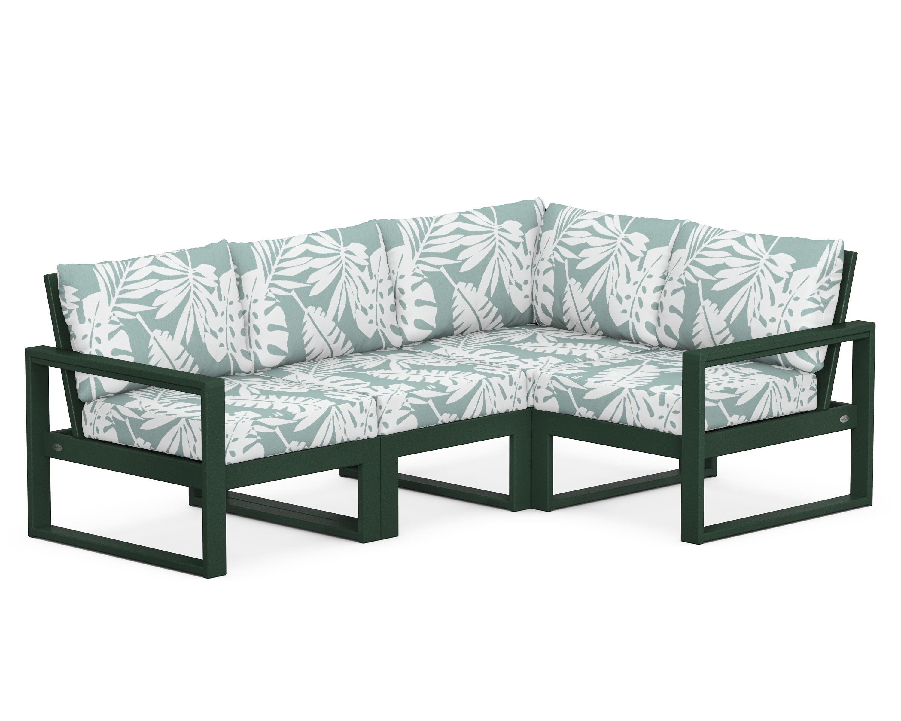POLYWOOD® EDGE 4-Piece Modular Deep Seating Set in Green / Leaf Glacier Spa