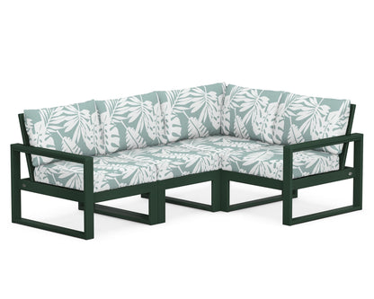 POLYWOOD® EDGE 4-Piece Modular Deep Seating Set in Green / Leaf Glacier Spa