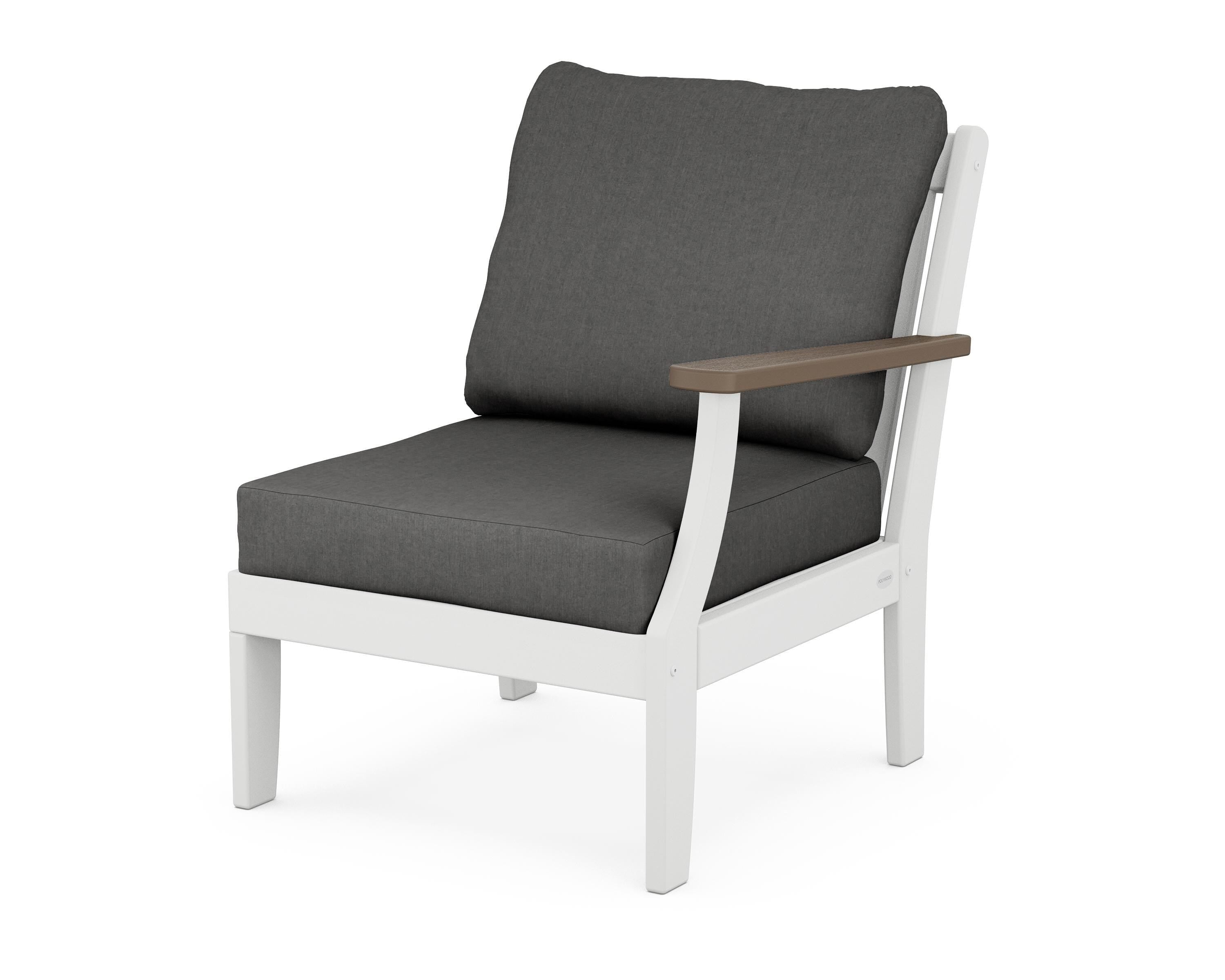 POLYWOOD® Braxton Modular Right Arm Chair in White / Kona / Spectrum Carbon