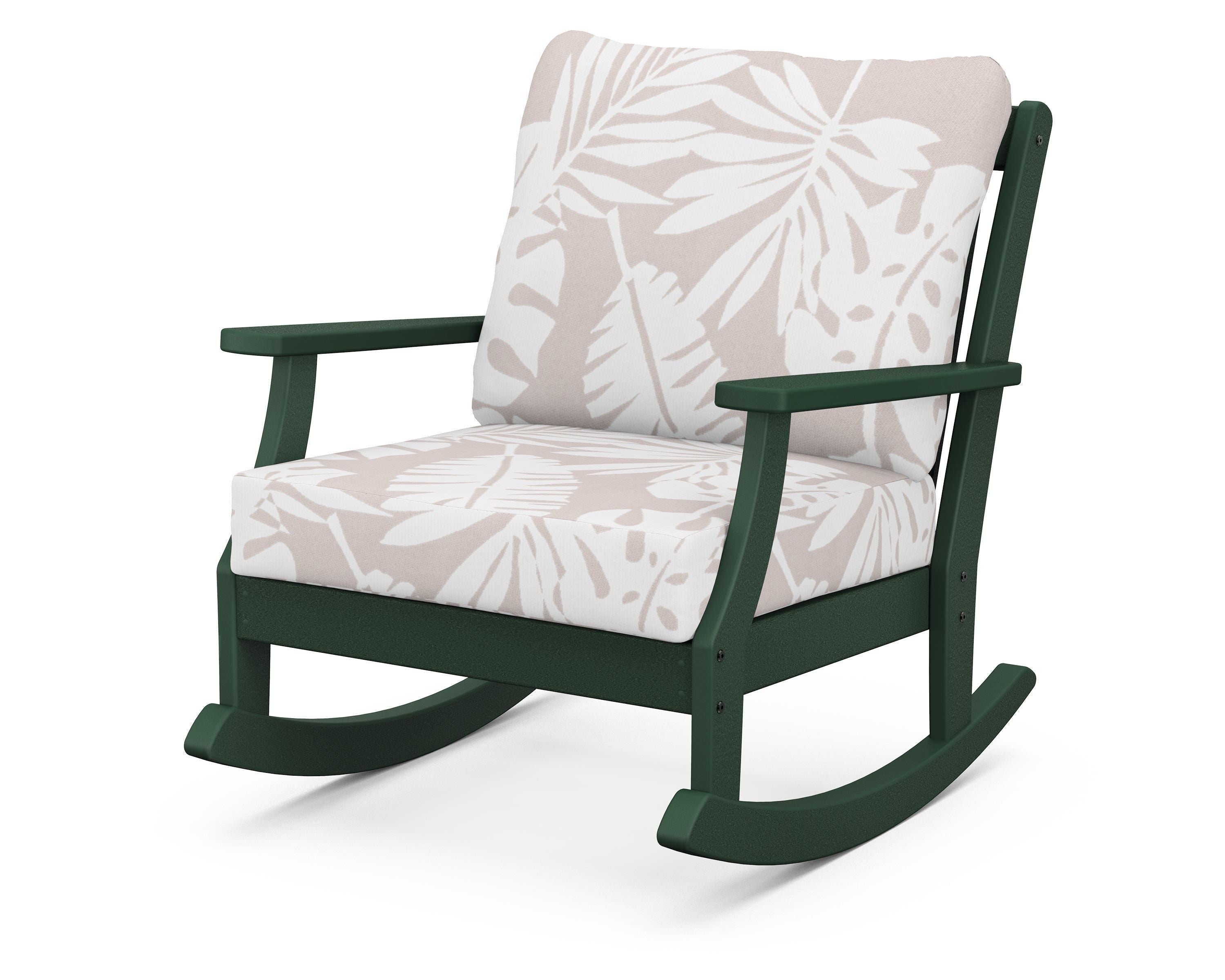 POLYWOOD® Braxton Deep Seating Rocking Chair in Green / Leaf Dune Burlap