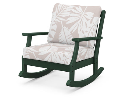 POLYWOOD® Braxton Deep Seating Rocking Chair in Green / Leaf Dune Burlap