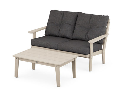 POLYWOOD® Lakeside 2-Piece Lounge Loveseat Set in Sand / Ash Charcoal