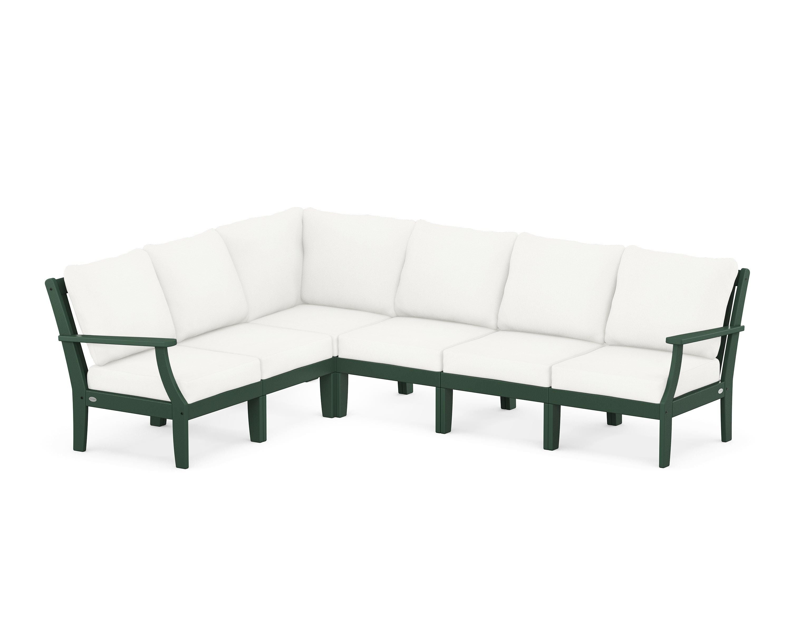 POLYWOOD® Braxton Modular 6-Piece Deep Seating Set in Green / Natural Linen