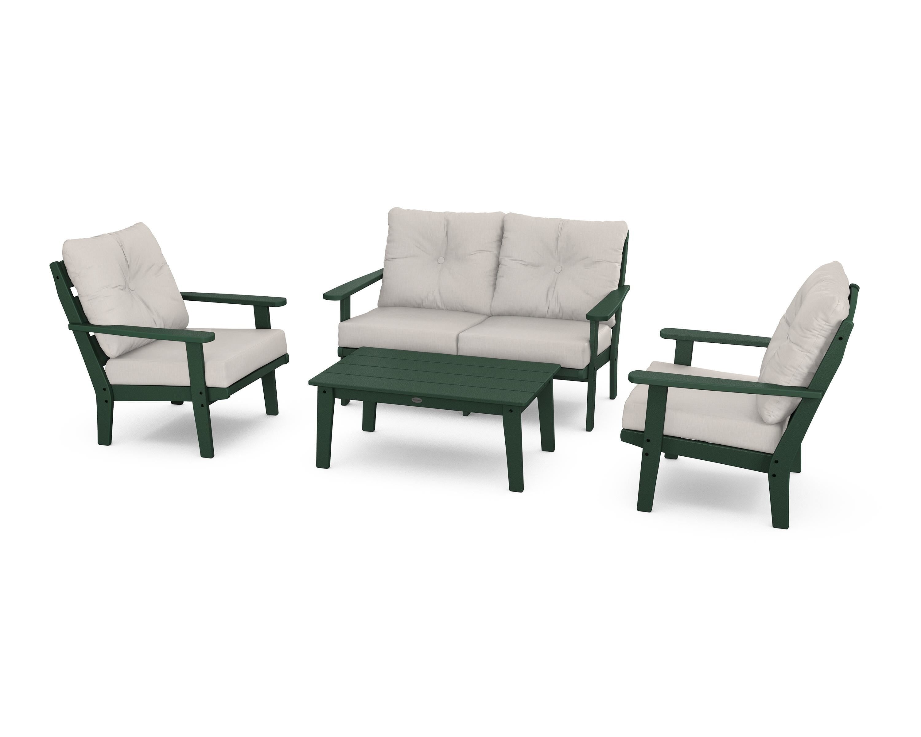 POLYWOOD® Lakeside 4-Piece Deep Seating Set in Green / Cast Ash
