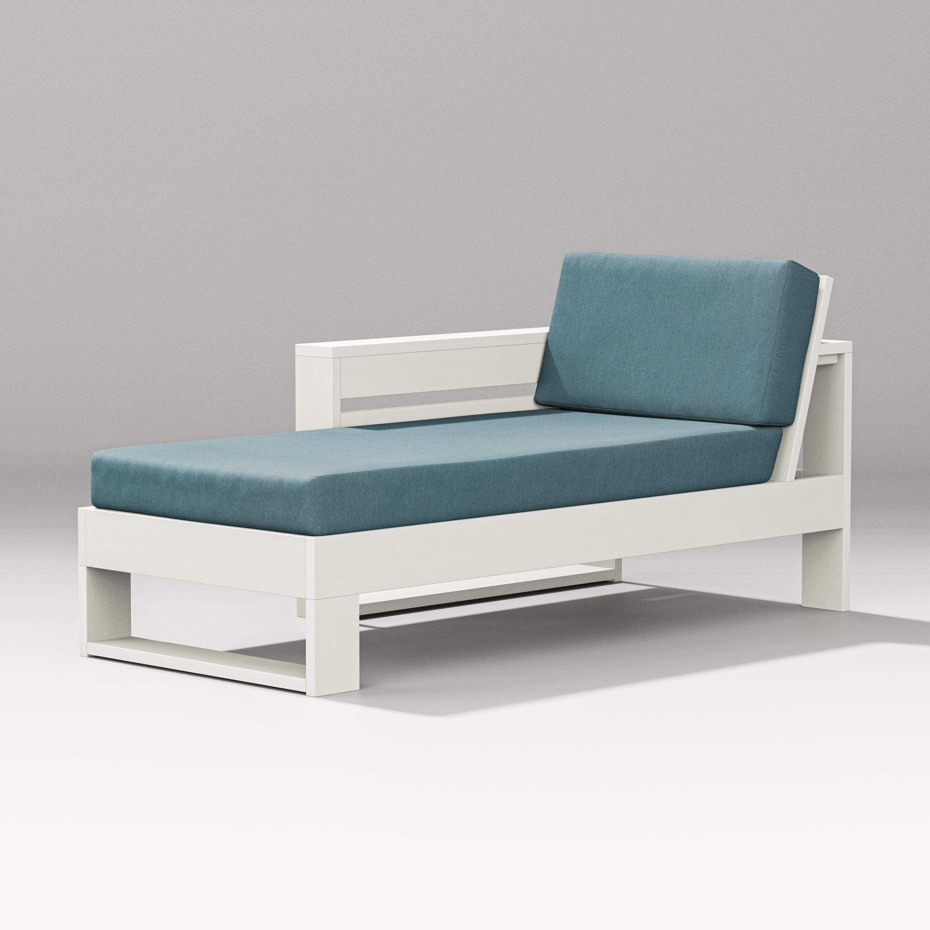 PW Designer Series Latitude Modular Left Arm Chaise in Vintage White / Ocean Teal