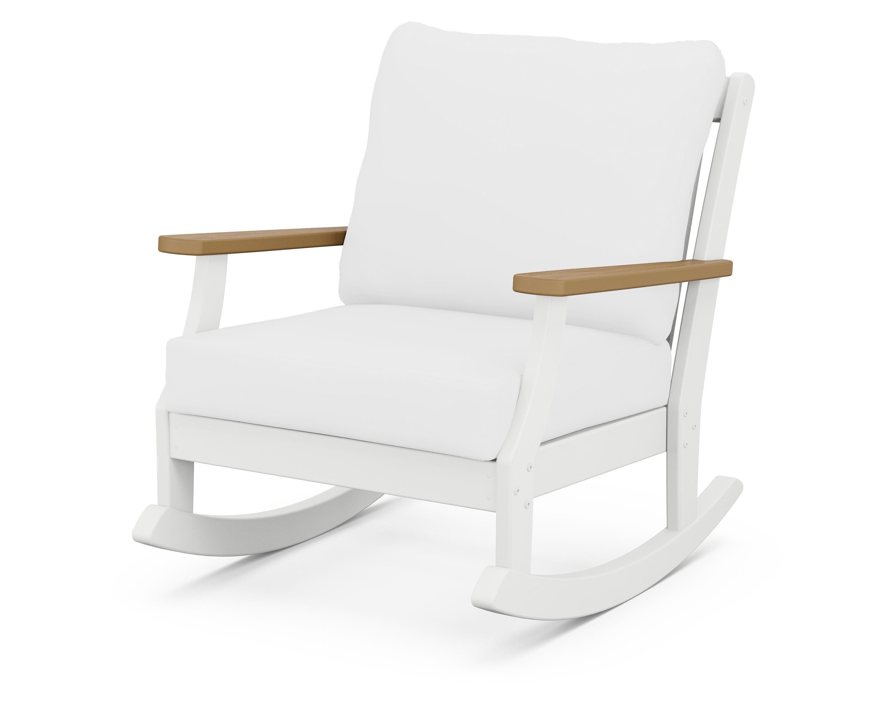 POLYWOOD® Braxton Deep Seating Rocking Chair in White / Natural / Natural