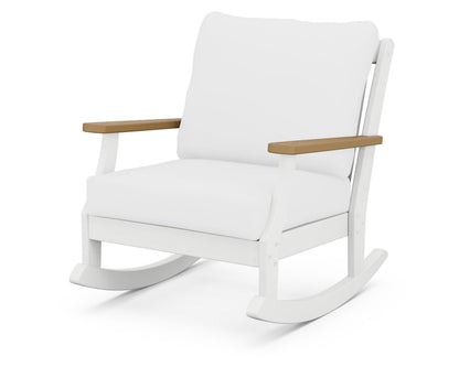 POLYWOOD® Braxton Deep Seating Rocking Chair in White / Natural / Natural