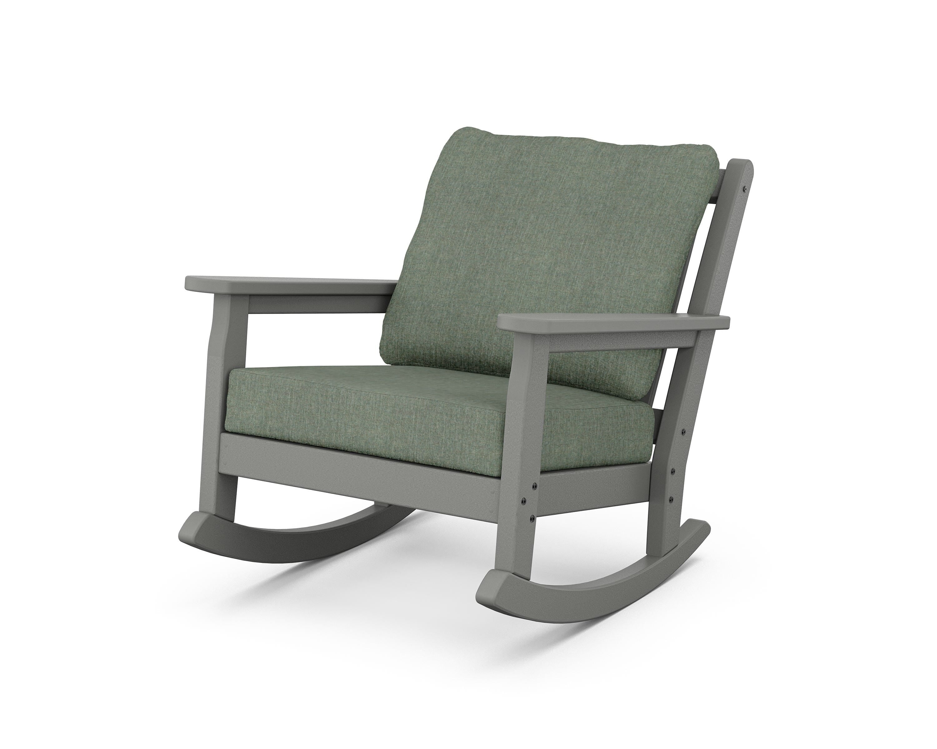 POLYWOOD® Chippendale Deep Seating Rocking Chair in Slate Grey / Cast Sage