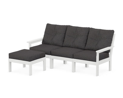 POLYWOOD® Vineyard 4-Piece Sectional with Ottoman in White / Ash Charcoal