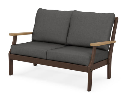 POLYWOOD® Braxton Deep Seating Loveseat in Mahogany / Natural / Spectrum Carbon