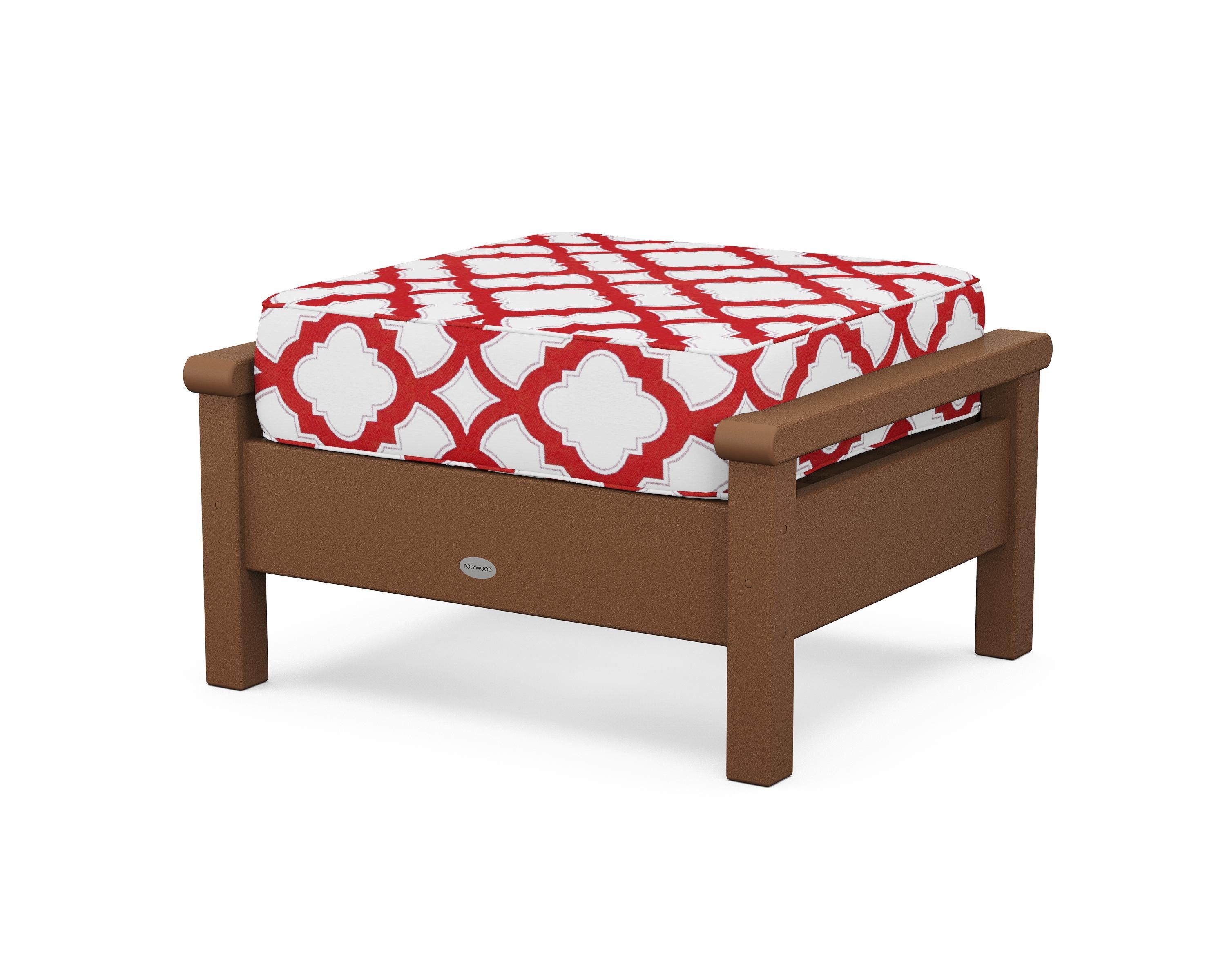 POLYWOOD® Harbour Deep Seating Ottoman in Teak / Trellis Crimson