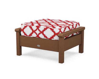 POLYWOOD® Harbour Deep Seating Ottoman in Teak / Trellis Crimson