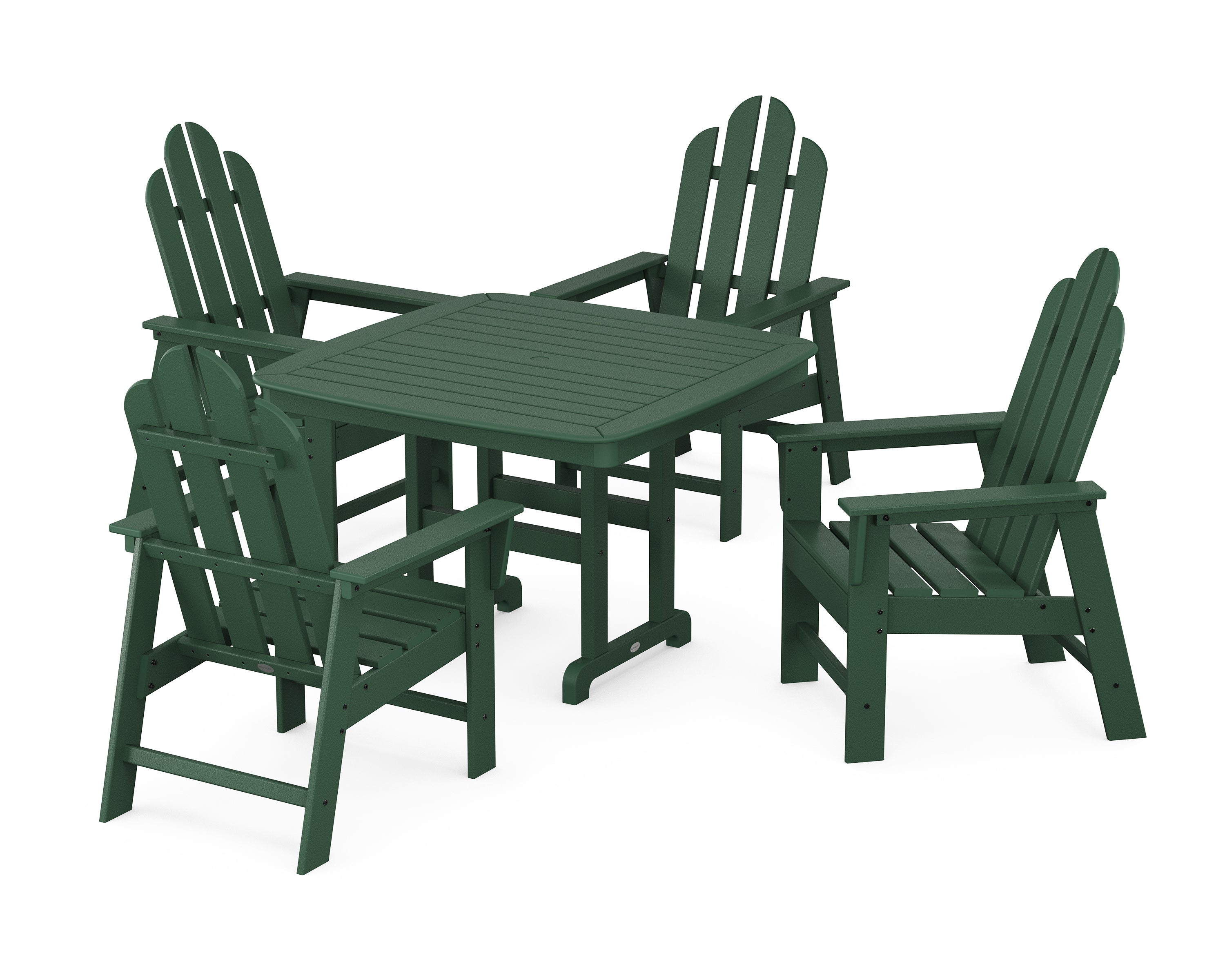 POLYWOOD® Long Island 5-Piece Dining Set with Trestle Legs in Green