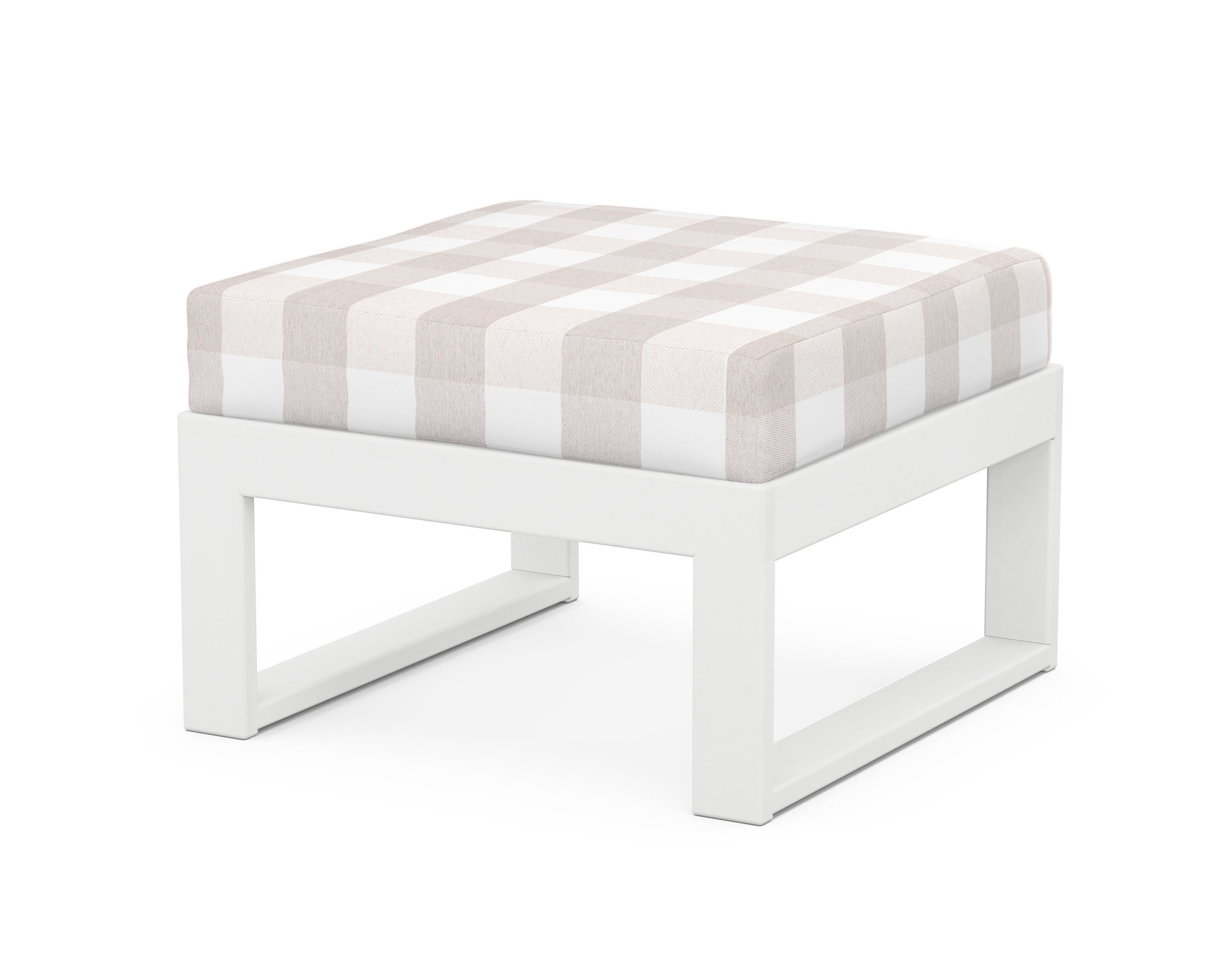 Unbranded Modular Ottoman - Modern in White / Buffalo Plaid Dune Burlap