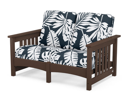 POLYWOOD® Club Mission Loveseat in Mahogany / Leaf Marine Indigo