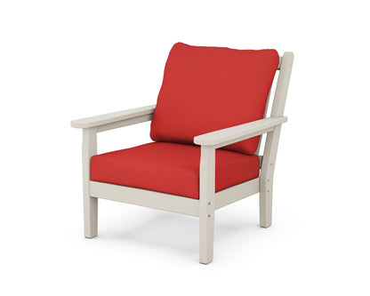 POLYWOOD® Chippendale Deep Seating Chair in Sand / Crimson Linen