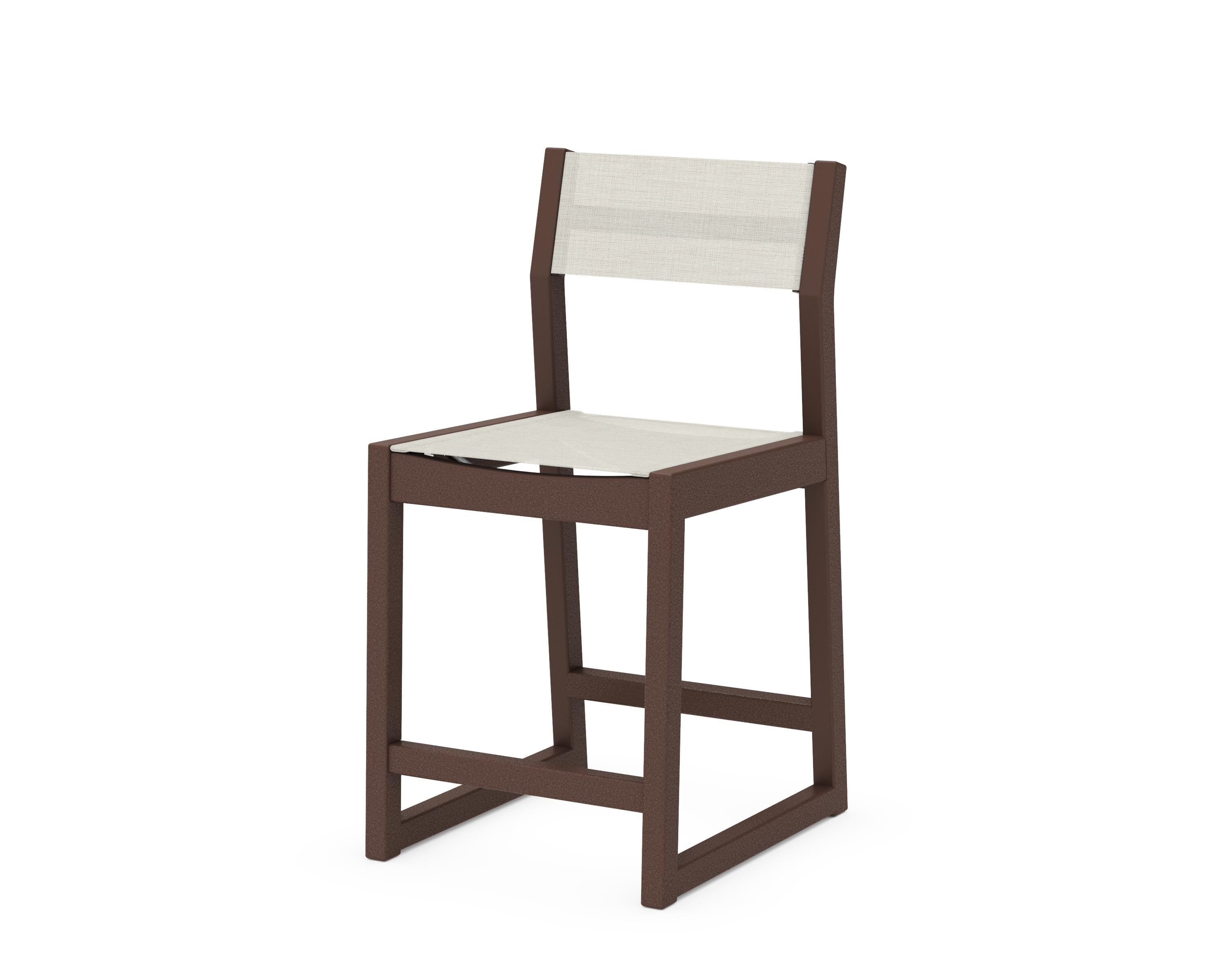 POLYWOOD® EDGE Sling Counter Side Chair in Mahogany / Parchment Sling