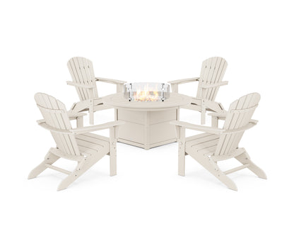 POLYWOOD® South Beach 5-Piece Folding Adirondack Fire Chat Set in Sand