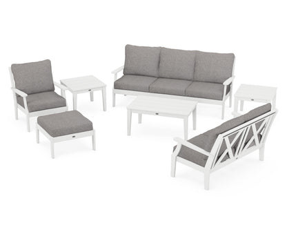 POLYWOOD® Braxton 7-Piece Deep Seating Set in White / Grey Mist