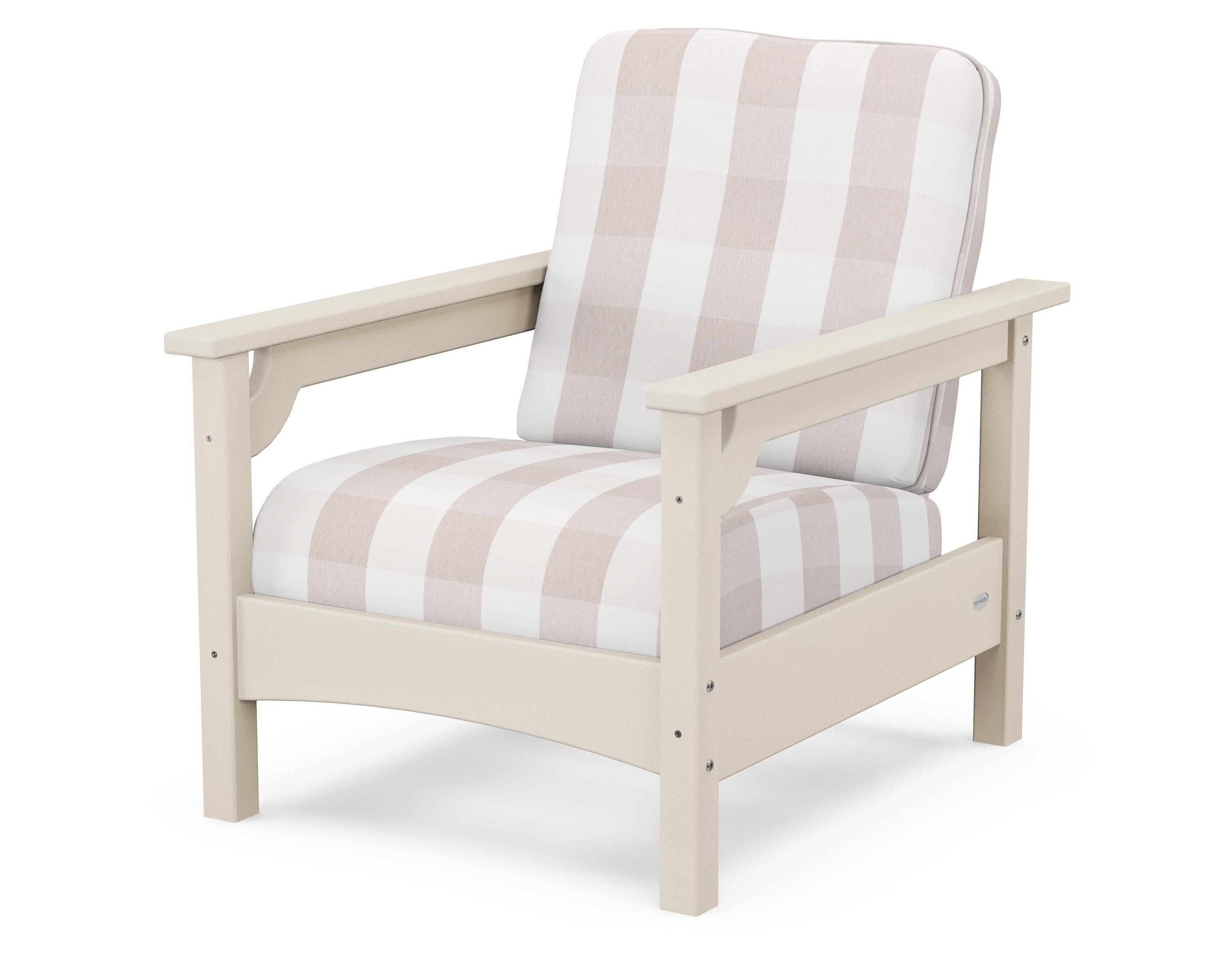 POLYWOOD® Club Chair in Sand / Buffalo Plaid Dune Burlap