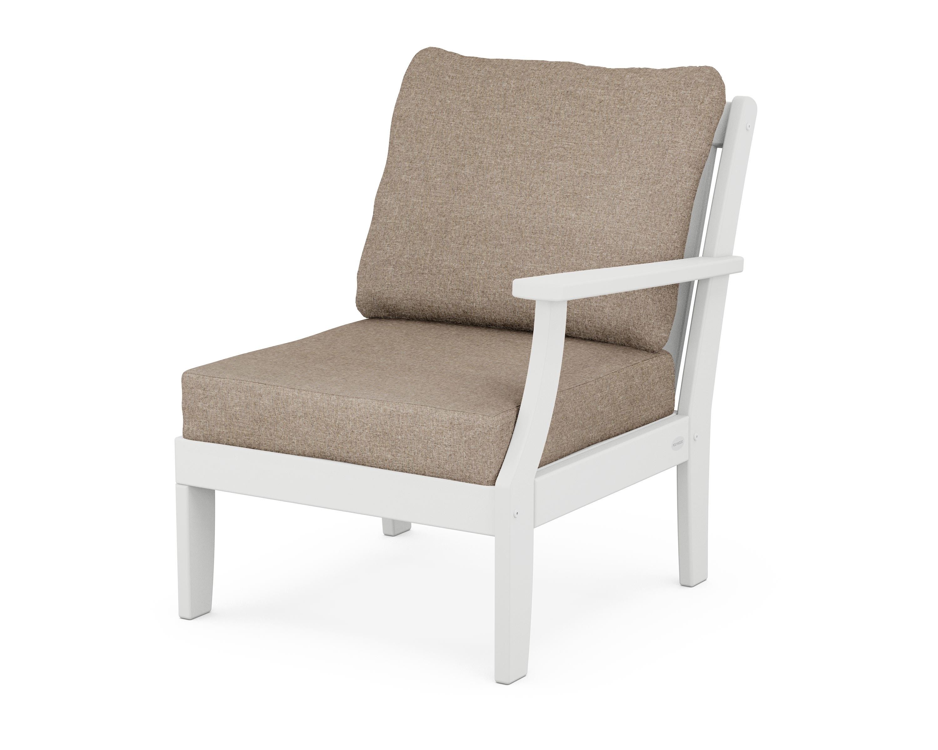 POLYWOOD® Braxton Modular Right Arm Chair in White / Spiced Burlap