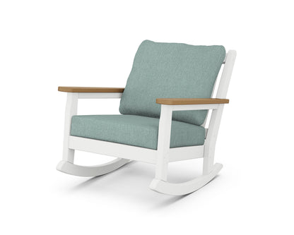 POLYWOOD® Chippendale Deep Seating Rocking Chair in White / Natural / Glacier Spa