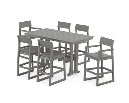 POLYWOOD® EDGE 7-Piece Farmhouse Bar Set with Trestle Legs in Slate Grey