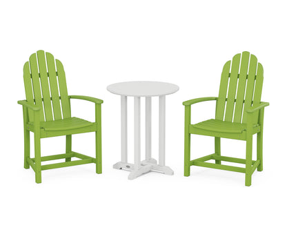 POLYWOOD® Classic Adirondack 3-Piece Round Bistro Dining Set in Lime / White