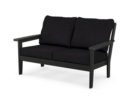 Country Living Cottage Deep Seating Loveseat in Black / Midnight Linen