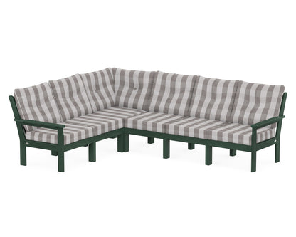 POLYWOOD® Vineyard 6-Piece Sectional in Green / Buffalo Plaid Grey Mist