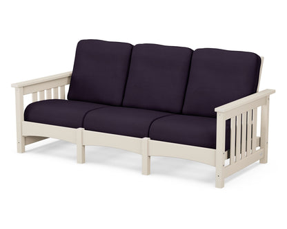POLYWOOD® Club Mission Sofa in Sand / Navy Linen
