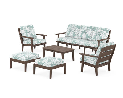 POLYWOOD® Lakeside 6-Piece Lounge Sofa Set in Mahogany / Leaf Glacier Spa