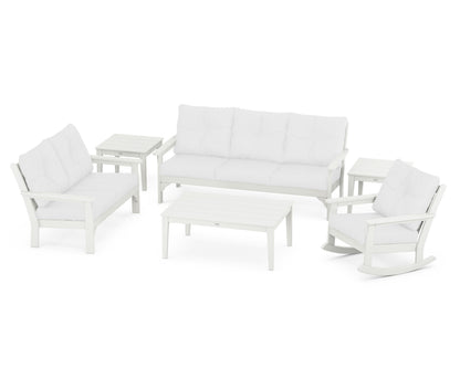 POLYWOOD® Vineyard 6-Piece Deep Seating Set in Vintage White / Natural