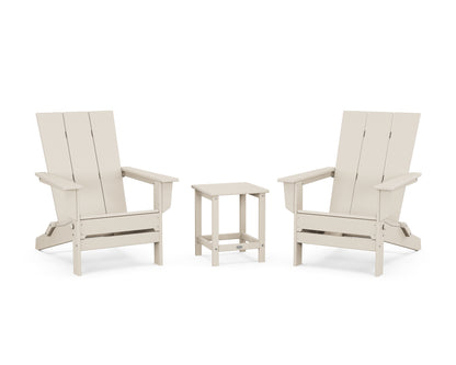 POLYWOOD® 3-Piece Modern Studio Folding Adirondack Set in Sand