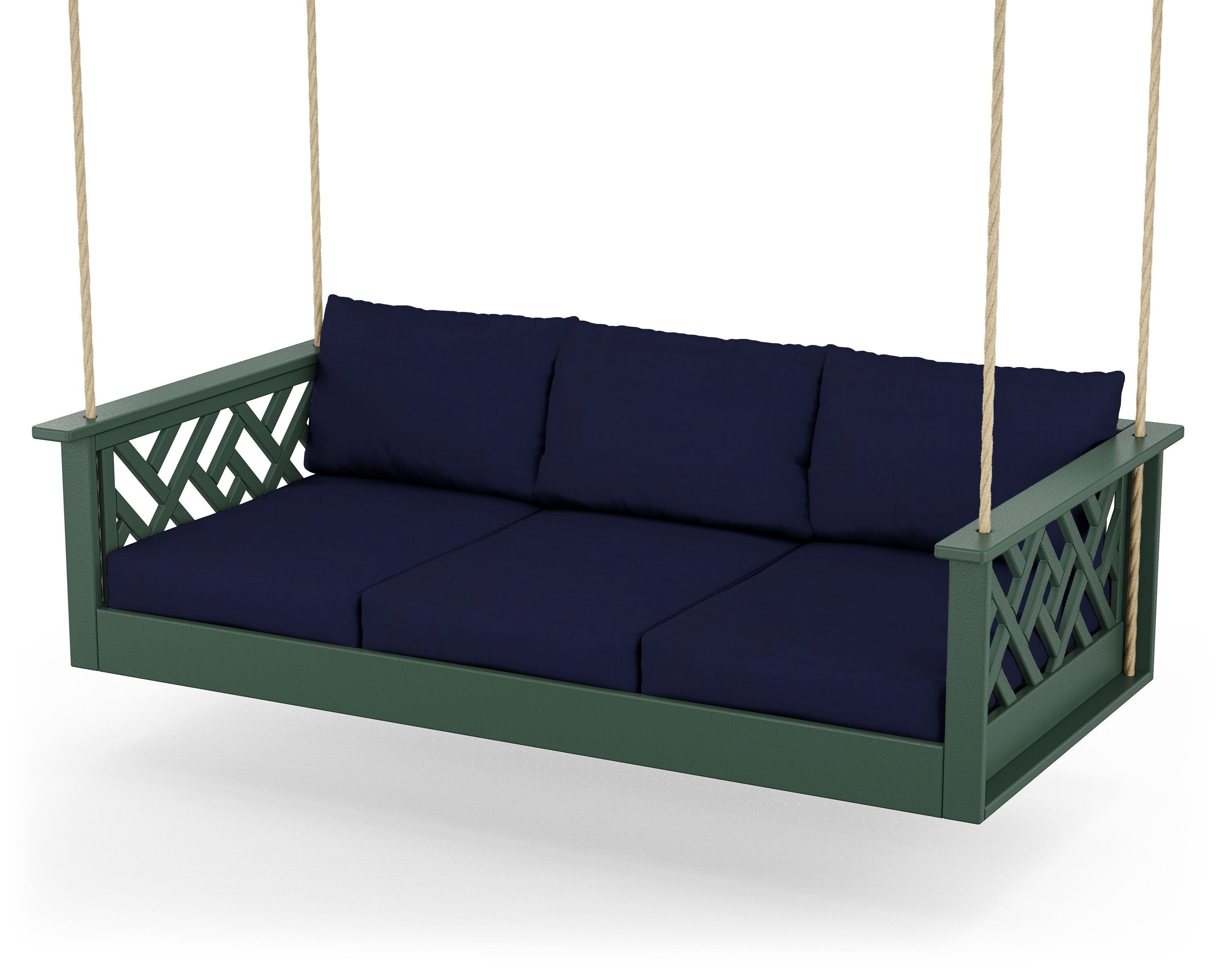 POLYWOOD® Chippendale Daybed Swing in Green / Navy