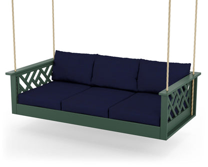 POLYWOOD® Chippendale Daybed Swing in Green / Navy